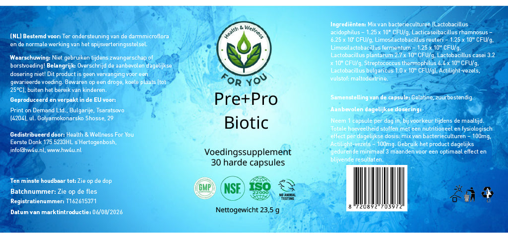 Health & Wellness For You Pre+Pro Biotic