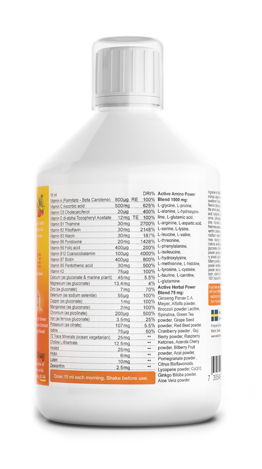 Swedish Nutra Multivitamin sport - Vloeibare Multivitamine - Mineralen - Collageen - Voedingssupplement als drank