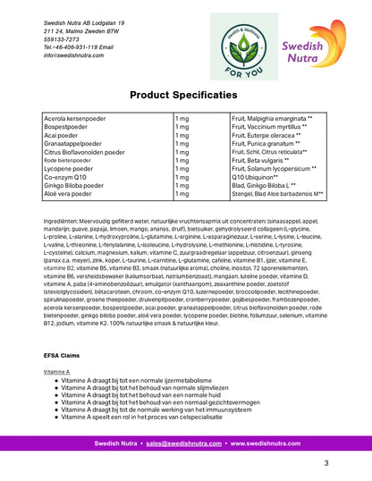 Swedish Nutra Multivitamin sport  - Vloeibare Multivitamine - Mineralen - Collageen - Voedingssupplement als drank