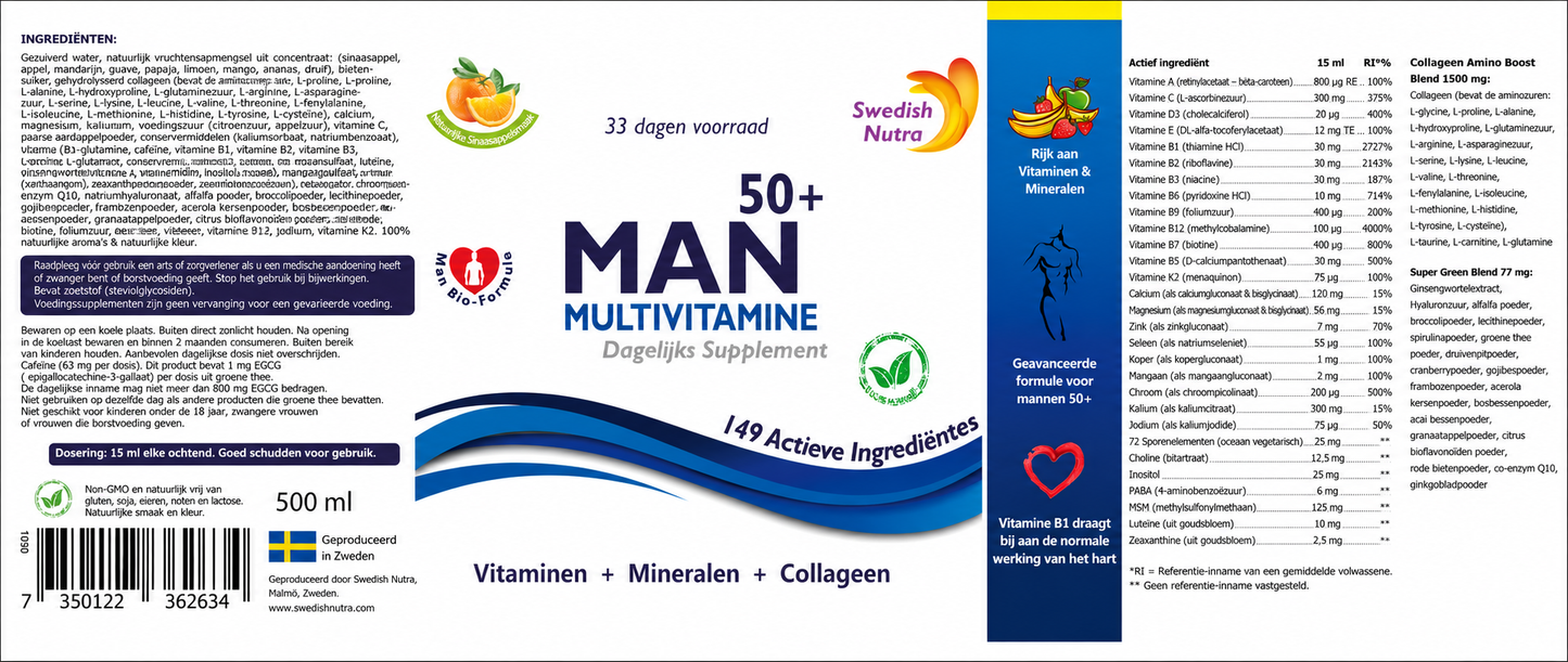 Swedish Nutra Man50+ Multivitamin 33 Tagesvorrat (500ml)