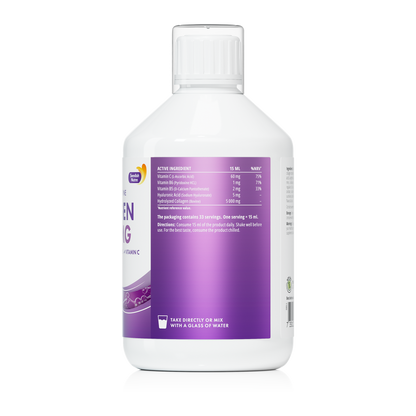 Swedish Nutra’s Collagen Bovine 5000 Zuckerfrei. Ist ein flüssiges Nahrungsergänzungsmittel mit natürlichem Beerengeschmack.