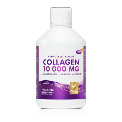 Swedish Nutra Flüssiges Rinderkollagen - 500ml Packung, 20-Tages-Vorrat | Zuckerfreier Beerengeschmack | Reduziert feine Linien, Falten & verbessert die Hautelastizität | 100% natürlicher Geschmack |