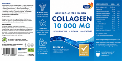 Swedish Nutra Collagen Marine 500 ml – 10.000 mg Meereskollagen – Zuckerfreie Flüssigformel – GVO-frei, glutenfrei – Mit Grüntee EGCG & natürlichem Geschmack – Täglich 20 ml verwenden