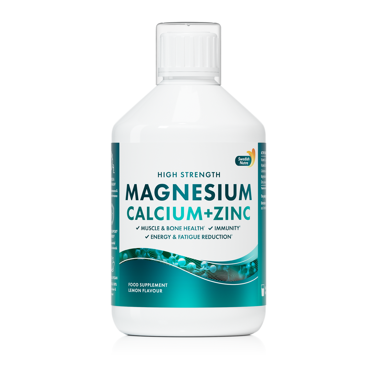 Swedish Nutra Magnesium Calcium + Zink – Vloeibaar Voedingssupplement – Vitamine C &amp; D3 – Citroensmaak