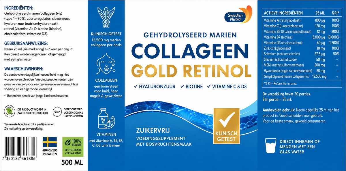 Swedish Nutra Collagen Gold Retinol zuckerfrei