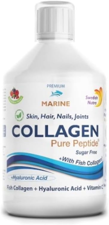 Swedish Nutra Collagen Pure Peptide 500ML – Vloeibare Collageenpeptiden voor Huid, Haar & Gewrichten – Hoge Opname – Zuiver Collageen Supplement – Vrij van Gluten, Suiker & Kunstmatige Stoffen