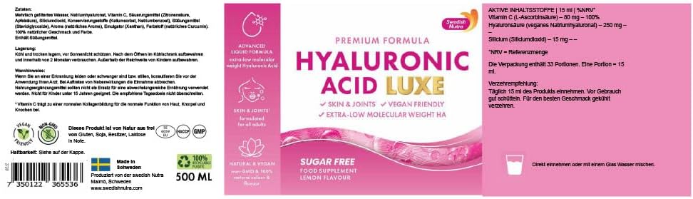Swedish Nutra Hyaluronic ACID de Luxe