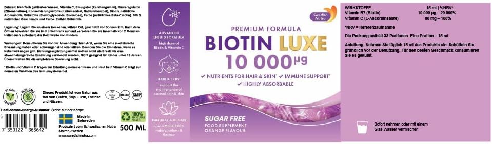Swedish Nutra Biotin 10 000 Luxe