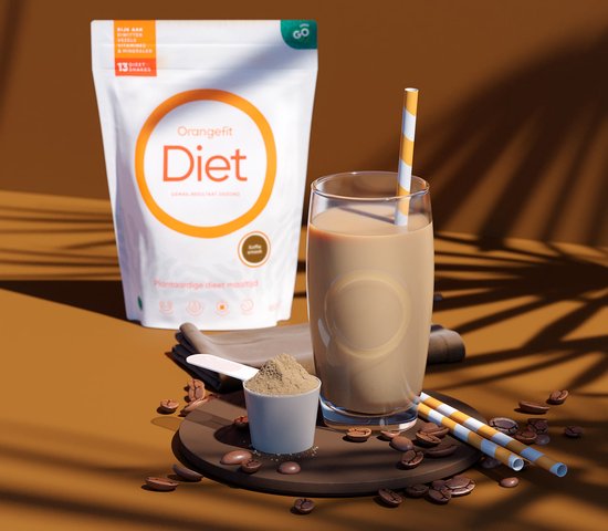 Orangefit Diet Vegan Afslankshake - Maaltijdvervanger / Maaltijdshake - Afvallen & Diëten - 850g (13 shakes) - Koffie - Nr 1 Consumentenbond