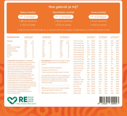 Orangefit Hero - Maaltijdshake - Maaltijdvervanger - Vanille - 1000 gram