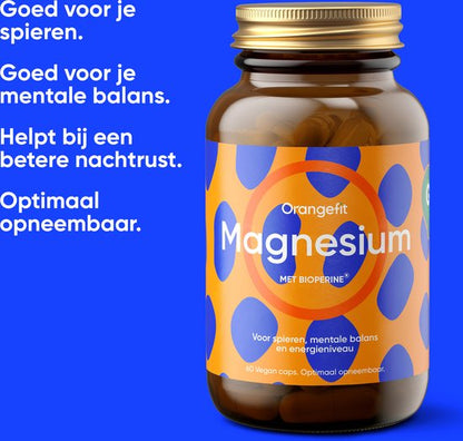 Orangefit Magnesium - 60 tabletten - Magnesium bisglycinaat - Mineralen - Supplementen - Voor Slaap & Energie