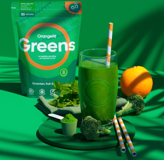 Orangefit Greens - Superfoods - Green Juice - Mix van Groenten, Fruit en Vezels - 300gr (30 porties)
