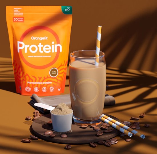 Orangefit Proteine Poeder - Vegan Proteine Shake - 750g (29 shakes) - Eiwitshake Koffie - Lactosevrije Eiwitpoeder