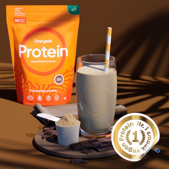 Orangefit Proteine Poeder - Vegan Proteine Shake - 750g (29 shakes) - Eiwitshake Chocolade - Lactosevrije Eiwitpoeder