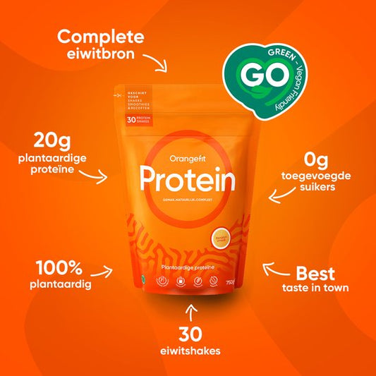Orangefit Proteine Poeder - Vegan Proteine Shake - 750g (29 shakes) - Eiwitshake Banaan - Lactosevrije Eiwitpoeder