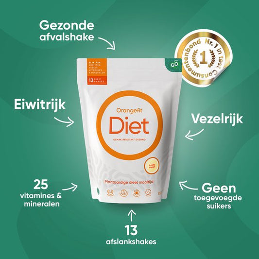 Orangefit Diet Vegan Afslankshake - Maaltijdvervanger / Maaltijdshake - Afvallen & Diëten - 850g (13 shakes) - Koffie - Nr 1 Consumentenbond