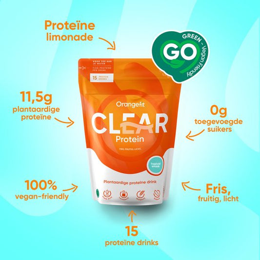 Orangefit Clear Protein - Vegan Proteïne Limonade - 240g (15 drinks) - Tropical - Plantaardig Eiwitlimonade