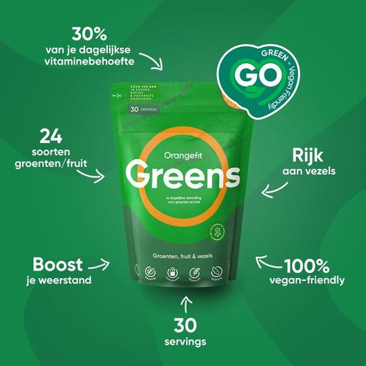 Orangefit Greens - Superfoods - Green Juice - Mix van Groenten, Fruit en Vezels - 300gr (30 porties)