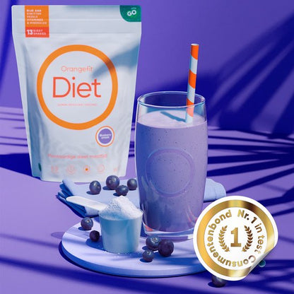 Orangefit Diet Vegan Afslankshake - Maaltijdvervanger / Maaltijdshake - Afvallen & Diëten - 850g (13 shakes) - Bosbes - Nr 1 Consumentenbond