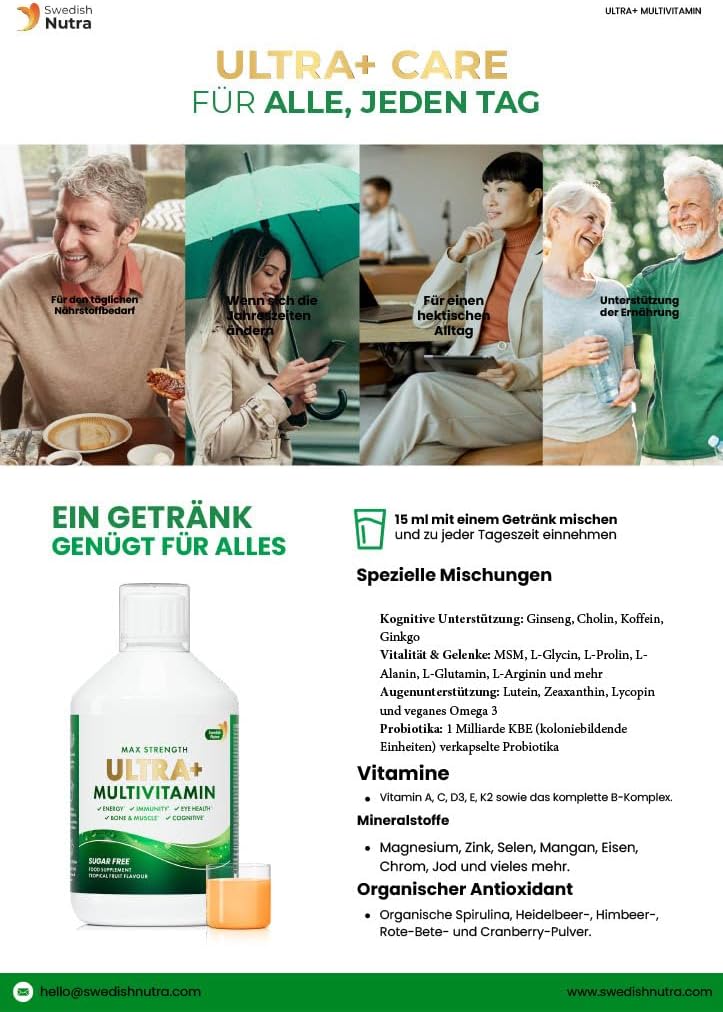 Ultra+ Multivitamine Vloeibare Multivitamine met 126 Actieve Ingrediënten – Maximale Kracht
