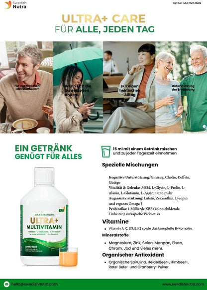 Ultra+ Multivitamine Vloeibare Multivitamine met 126 Actieve Ingrediënten – Maximale Kracht