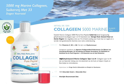 Swedish Nutra Collagen Pure Peptide 500ML – Vloeibare Collageenpeptiden voor Huid, Haar & Gewrichten – Hoge Opname – Zuiver Collageen Supplement – Vrij van Gluten, Suiker & Kunstmatige Stoffen