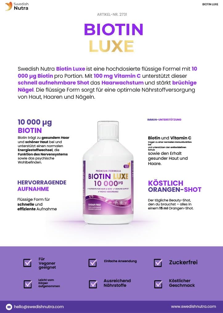 Swedish Nutra Biotin 10 000 Luxe
