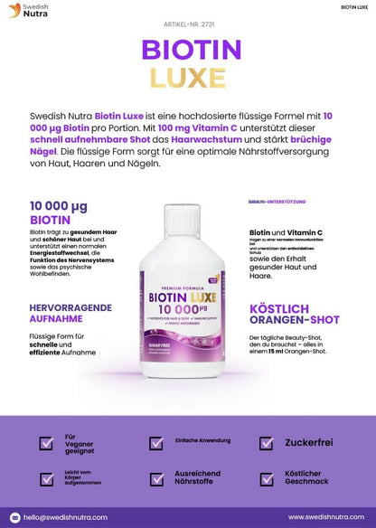 Swedish Nutra Biotin 10 000 Luxe