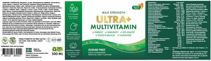Ultra+ Multivitamine Vloeibare Multivitamine met 126 Actieve Ingrediënten – Maximale Kracht
