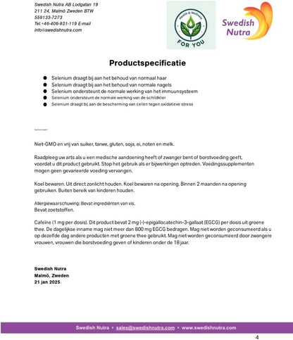 Swedish Nutra Collagen Marine 500ML – 10.000 mg Marine Collageen – Suikervrije Vloeibare Formule – Niet-GGO, Glutenvrij – Met Groene Thee EGCG & Natuurlijke Smaak – Dagelijks 20 ml Gebruik