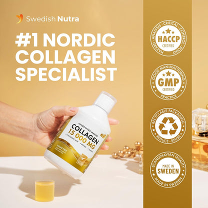 Swedish Nutra Marine Collagen 15.000 mg - Vloeibaar Viscollageen Type I & III