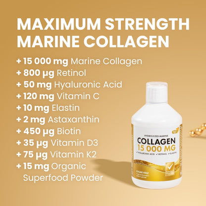 Swedish Nutra Marine Collagen 15.000 mg - Vloeibaar Viscollageen Type I & III