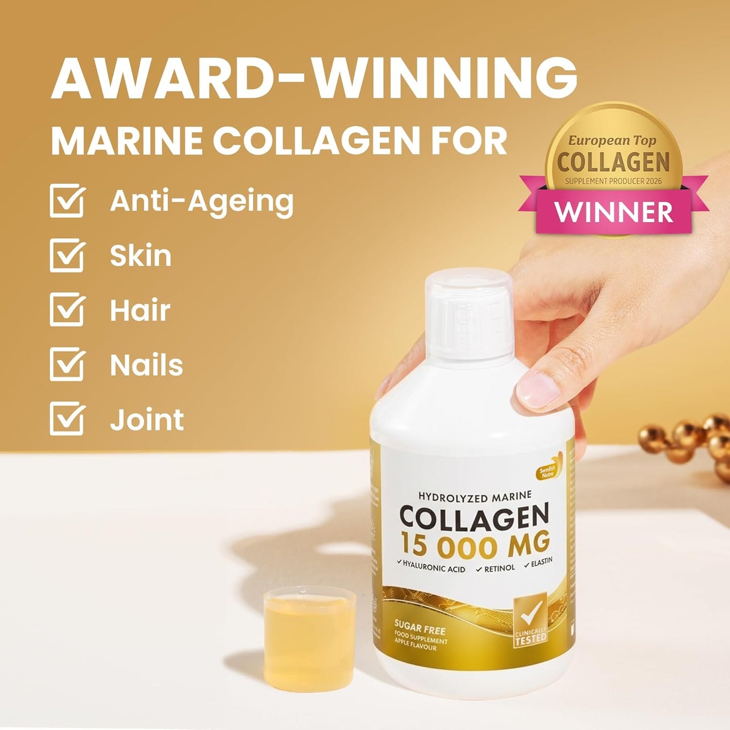 Swedish Nutra Marine Collagen 15.000 mg - Vloeibaar Viscollageen Type I & III