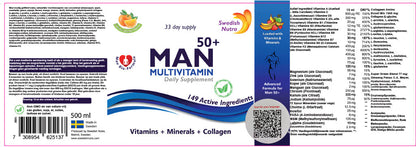 Swedish Nutra Man50+ Multivitamin 33 day supply (500ml)