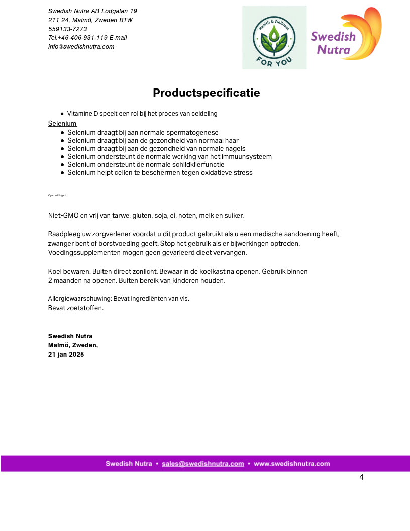 Swedish Nutra Vloeibare Marine Collageen 500 ml - Pure Peptide - Vloeibaar - Suikervrij met Hyaluronzuur en Vitamine C - Anti aging - Anti Rimpel - Huid - Haar - Nagels