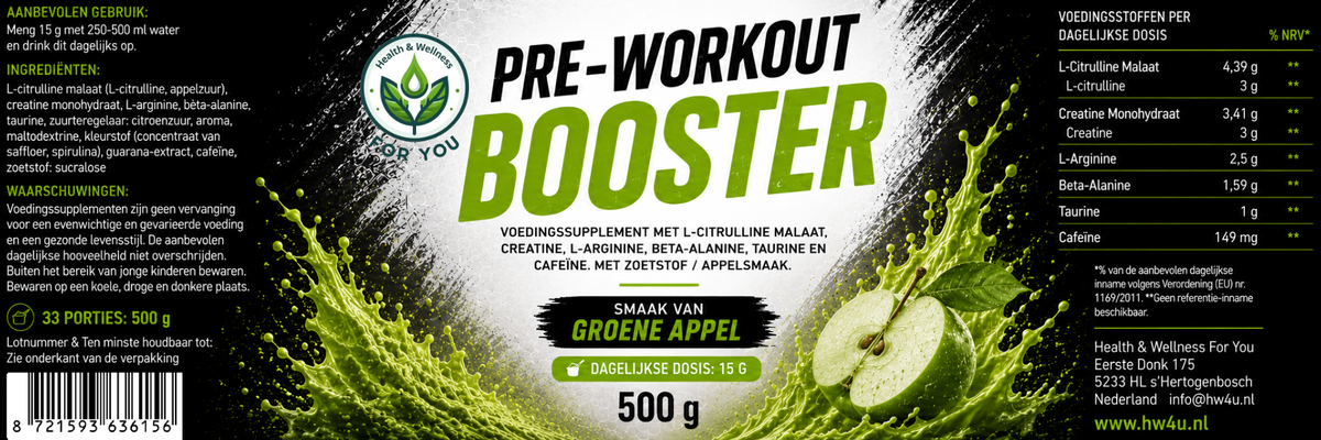 Pre-Workout Booster Green Apple - 500g