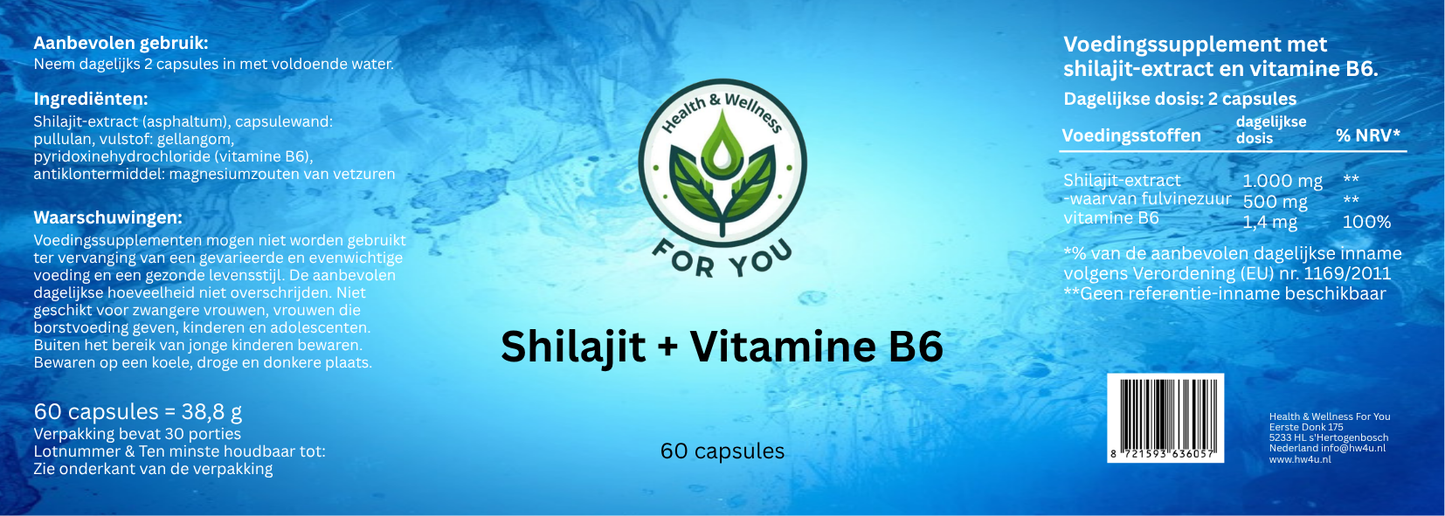 Shilajit + Vitamin B6 - 60 Capsules