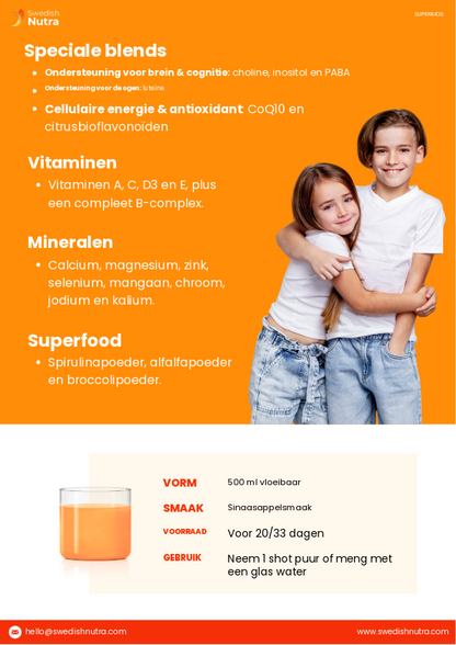 Swedish Nutra Super Kids Multivitamin voor kinderen zonder gluten of lactose-Energiebooster voor kinderen