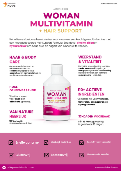 Swedish Nutra Woman Multivitamin +Hair support