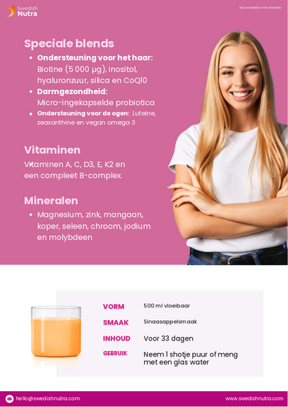 Swedish Nutra Woman Multivitamin +Hair support
