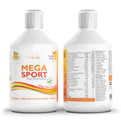 Swedish Nutra Multivitamin sport  - Vloeibare Multivitamine - Mineralen - Collageen - Voedingssupplement als drank