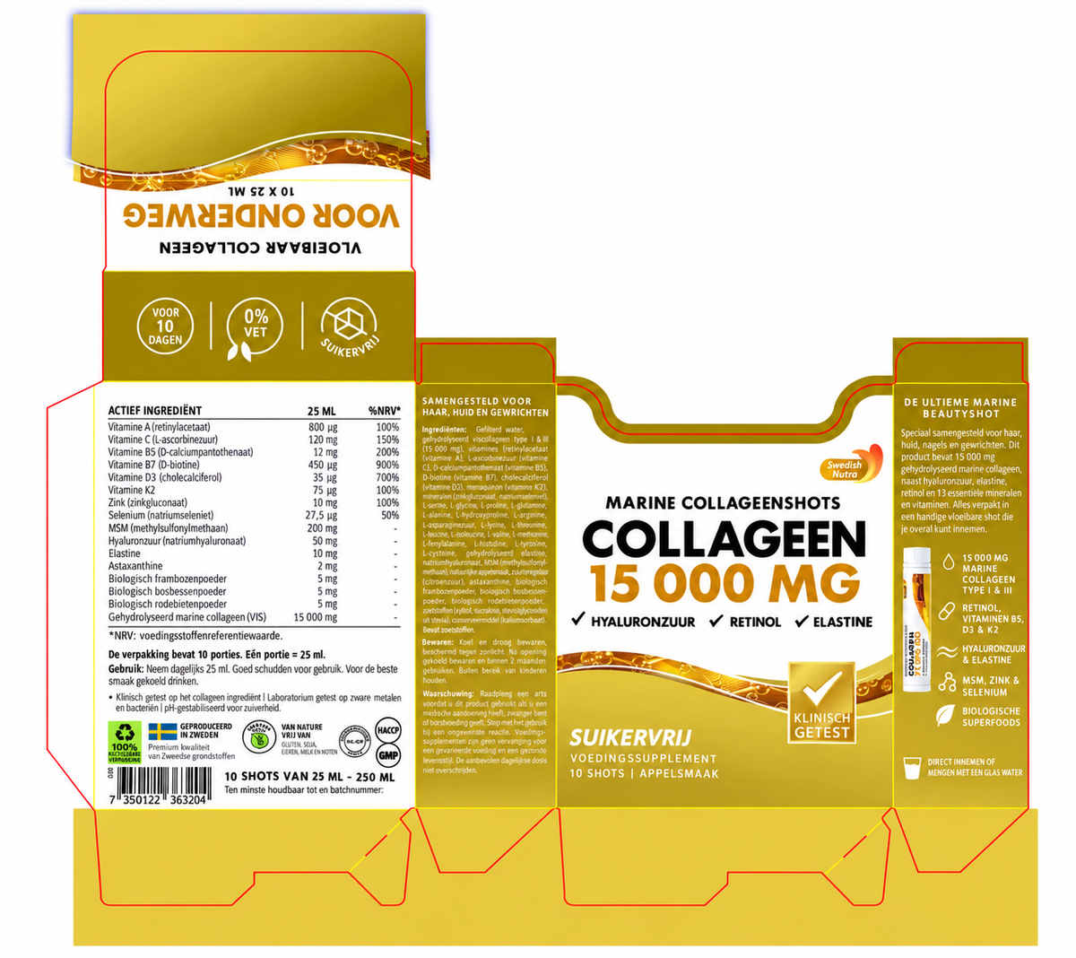 Swedish Nutra Marine Kollagen 15.000 mg – 10 Shots mit Apfelgeschmack
