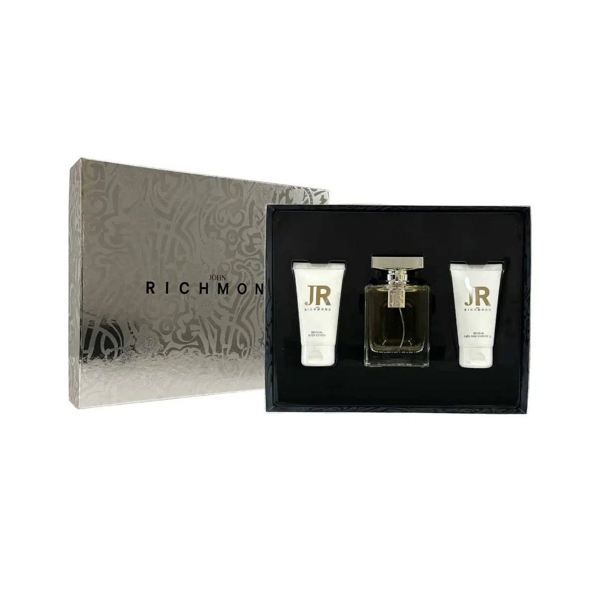 Set John Richmond: John Richmond, Natural, Hydrating, Body Lotion, 50 ml + Black Metal, Natural, Cleansing, Shower Gel, 50 ml + John Richmond, Eau De Parfum, For Women, 100 ml