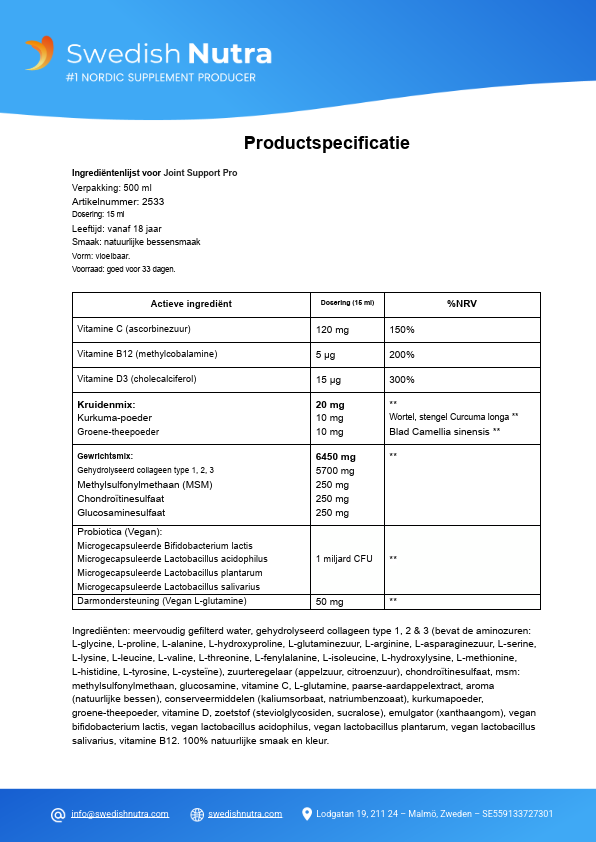 Swedish Nutra Joint Support Pro - Afbeelding 4