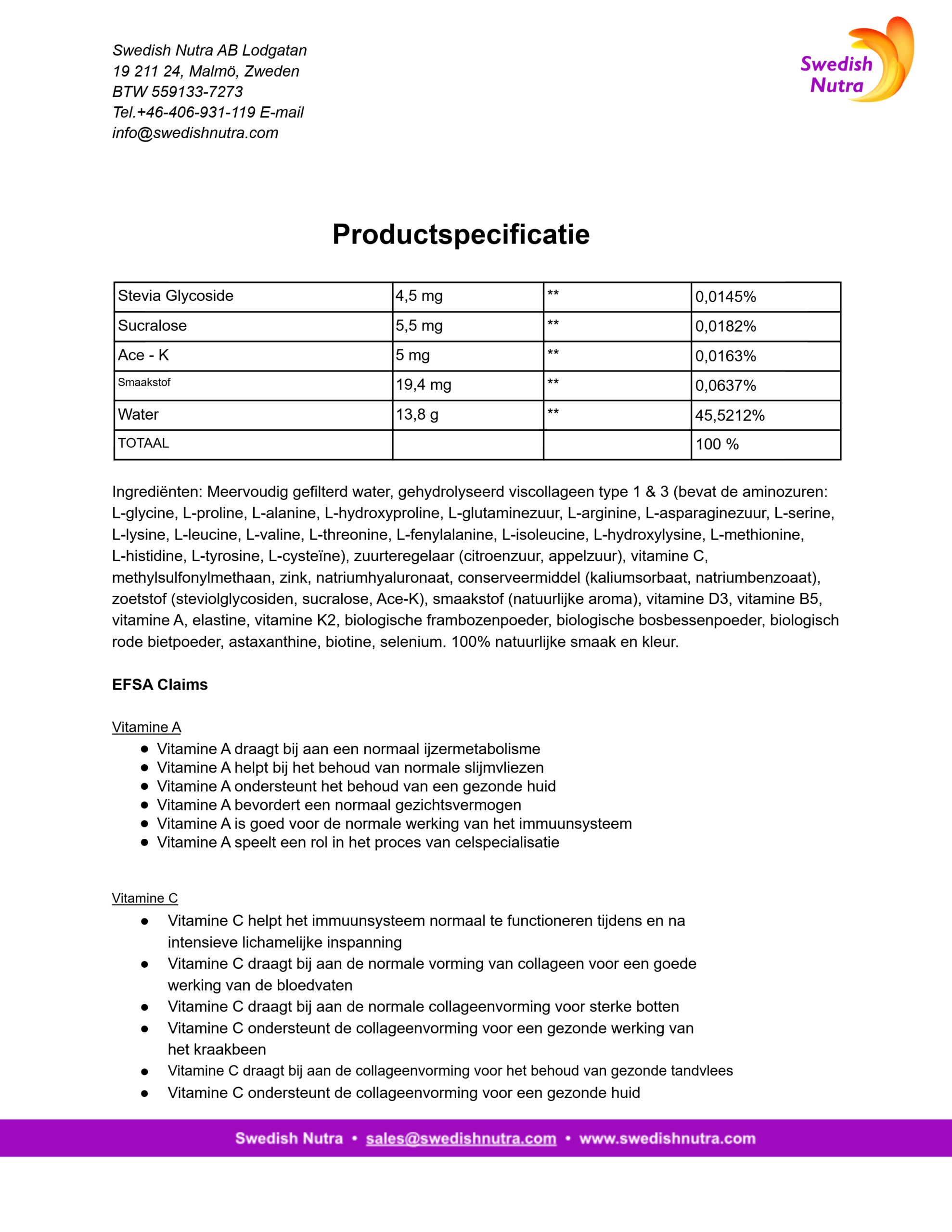 Swedish Nutra Marine Collagen 15.000 mg